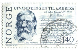 Марка Кленг Пеерсон 150 лет созданию книги Эмиграция в Америку 1975 год Норвегия