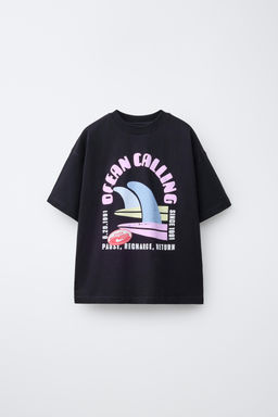 CAMISETA ESTAMPADO SURF / Negro