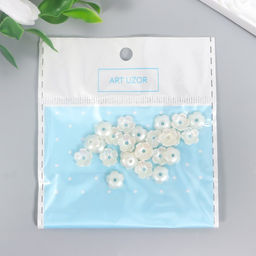 Бусины для творчества пластик "Цветок" набор 25 шт жемчужный перламутр 0,8х0,8 см