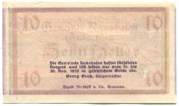 10 геллеров 1920 года Австрия Рансхофен (нотгельд)