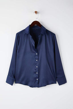 TRENDYOLMILLA Lacivert Basic Oversize Genis Kal?p Dokuma Gomlek TWOAW24GO00207  фото 13