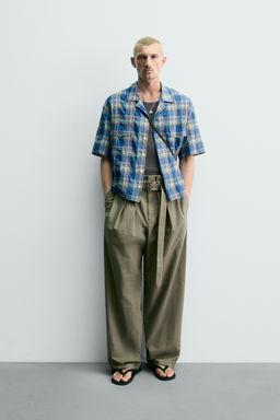 CAMISA RELAXED FIT CUADROS / Azul medio