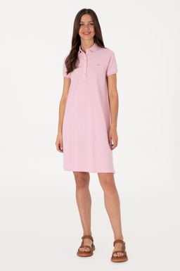 Kad_n A__k Pembe Polo Yaka Mini Boy _rme Elbise Sepette S_rpriz _ndirim