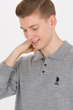 U. S. Polo Assn Мужской серый меланжевый трикотаж с воротником-поло - U.s. polo assn фото 14