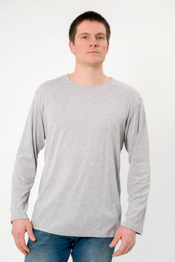 Лонгслив мужской из рибаны Серый меланж