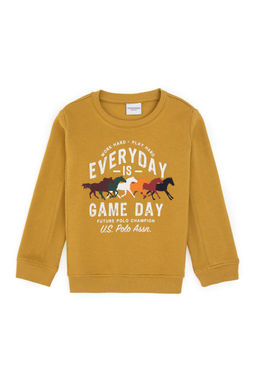 Erkek _ocuk Hardal Bisiklet Yaka Sweatshirt