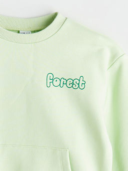 Bisiklet Yaka Bask?l? Erkek ?ocuk Sweatshirt