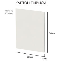 Love2art Картон пивной KLP-25 1 мм 570 г/м2 20 х 30 см 20 шт. белый
