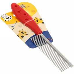 Цена за 3 шт. Расческа для собак и кошек "Алиса", для всех видов шерсти, цвет красный, 20см (блистер)