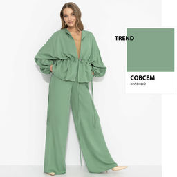 Брючный костюм из 100% вискозы, Серьезная леди (2 в 1, шалфей)