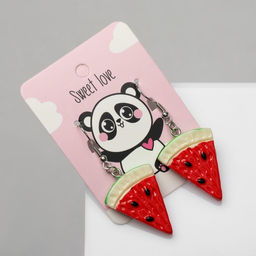 Серьги пластик Вкусности арбуз, цвет красно-зелёный - Queen fair фото 2