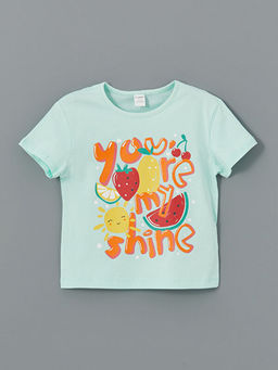 Bisiklet Yaka Meyve Bask?l? K?z ?ocuk Ti??rt 2li