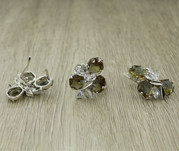 Комплект Султан-28, султанит, покрытие родий, размеры кольца:17, 18, 19, 20 - Agat77 фото 3