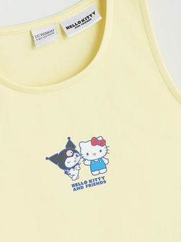 Bisiklet Yaka Hello Kitty Bask?l? K?z ?ocuk Crop Atlet