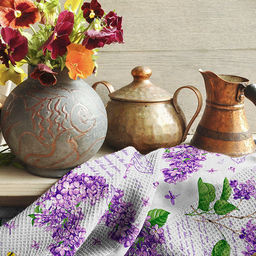 Кухонный комплект "Сирень": полотенце вафельное 50х60см - набор 2шт, "Домашняя мода" (Россия)