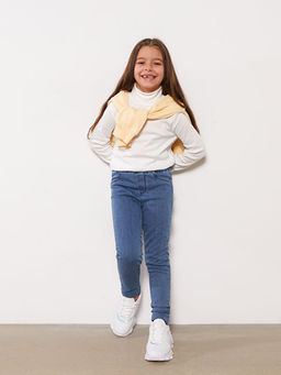 Beli Lastikli Basic K?z ?ocuk Jean Pantolon