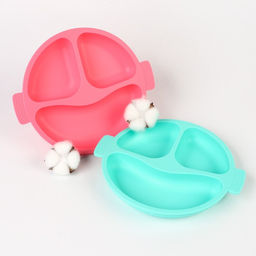 Тарелка детская 3 секции, удобные ручки, Крошка Я, 22,5х19,5х3, бирюзовый  фото 6