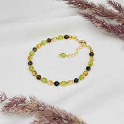 Браслет для Стрельца из Цитрина,Тигрового глаза и Хризолита