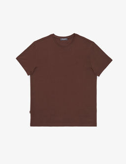 Koyu Kahverengi Slim Fit %100 Pamuk Bisiklet Yaka Basic Ti__rt