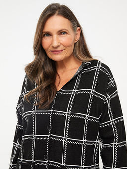 Kap??onlu Ekose Uzun Kollu Kad?n Triko H?rka