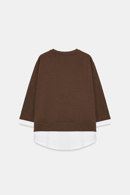 SUDADERA COMBINADA MANGA LARGA / Marr?n claro - Zara фото 7