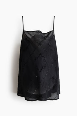 Top de tirantes espagueti con bordado ingl?s
