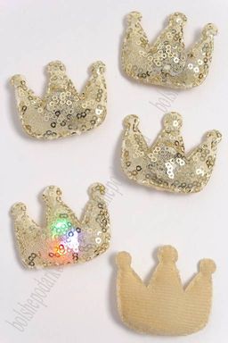 Патч с пайетками "Корона" 5,3*4,3 см (5 шт) SF-3165, золотой УЦЕНКА