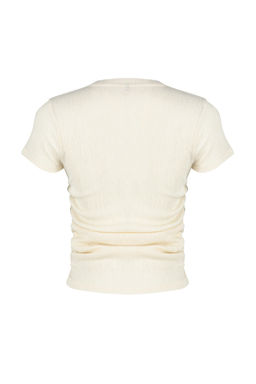 Trendyolmilla Tas Dik Yaka K?sa Kol Buzgu Detayl? Esnek Orme Bluz TWOSS24BZ00135 фото 9