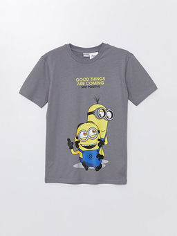 Bisiklet Yaka Minions Bask?l? K?sa Kollu Erkek ?ocuk Ti??rt