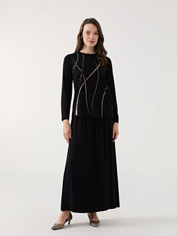 Bisiklet Yaka Desenli Kad?n Ti??rt