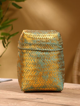 Корзинка плетёная «Голден», 16×16×23 см, голубая