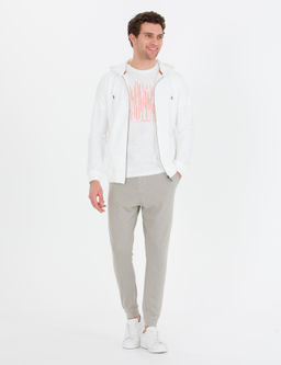 Бежевые спортивные штаны приталенного кроя New