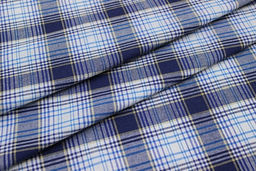 Пестрядь Клетка цв.бирюзовый/белый/чернильно-синий, ш.1.5м, хлопок-100%, 140гр/м.кв - Купава фото 5