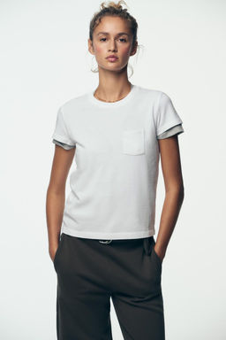 WASHED T-SHIRT WITH POCKET - Zara фото 3