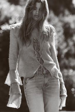 RUFFLED ALPACA AND FELT TEXTURE BLEND CARDIGAN - Zara фото 2