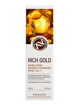 Enough Тональная основа для лица с золотом N23 / Premium Rich Gold Double Wear Radiance Foundation SPF50+ PA+++, бежевый, 100 г