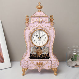 Часы настольные 28 см розовые / 63317H /уп 18/ музыкальные - Галеонтрейд фото 2