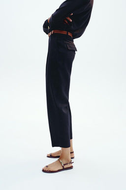 LINEN BELTED STRAIGHT-LEG TROUSERS - Zara фото 32