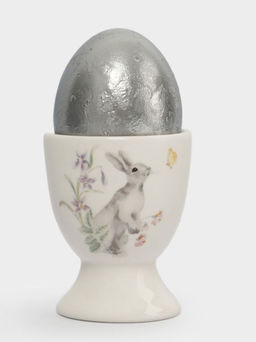 Подставка для яйца, 7 см, керамика, белая, Кролик с цветами, Flower Rabbit - Anna lafarg фото 7