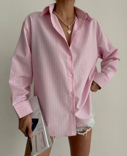K11820 Рубашка OVER SIZE (хлопок) РОЗОВЫЙ