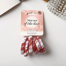 Резинки для волос «Лина», набор 6 шт., полосатый орнамент, 4 см, бело-коричневые