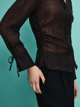 Приталенная блуза из тенселя / Zarina фото 9