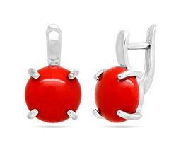 Серьги из серебра коралл, СПН4118