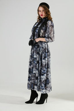 Платье NIKVA н1010-2 чёрный и серая абстракция