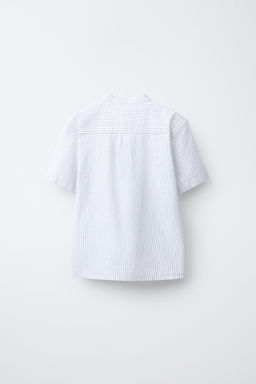 CAMISA CUELLO MAO RAYAS ALGOD?N Y LINO / Gris - Zara фото 2