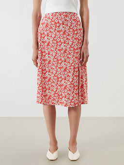 Beli Lastikli ?i?ekli Y?rtma?l? Etek