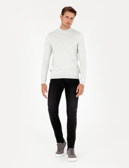 Krem Melanj Slim Fit Yar_m Bal_k__ Yaka Basic Triko Kazak - Pierre cardin фото 4