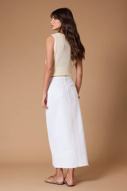 Beyaz Y?rtmacl? Maxi Denim Etek TWOSS23ET00290