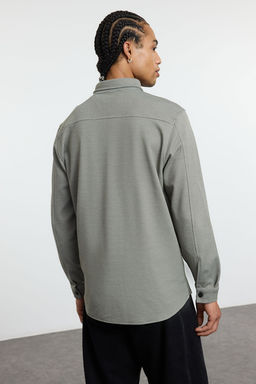 TRENDYOL MAN Bej Regular Fit Orme Rahat K?sl?k Dokulu. Ceket Gomlek TMNAW25GO00016 - Trendyolmilla фото 5