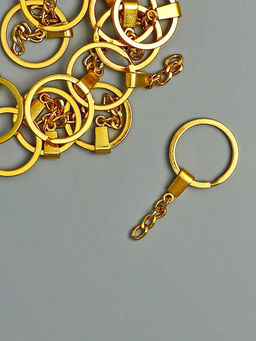Основа для брелока кольцо металл с плоским креплением золото набор 12 шт 3х6 см